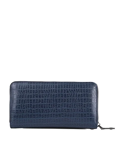 Чоловічий гаманець шкіряний синій на блискавці (166-47) - фото 3 - Miraton