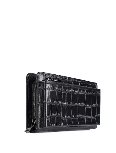 Чоловічий гаманець шкіряний чорний на блискавці (162-Y28) - фото 2 - Miraton