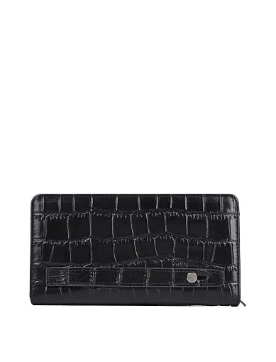 Чоловічий гаманець шкіряний чорний на блискавці (162-Y28) - фото 3 - Miraton