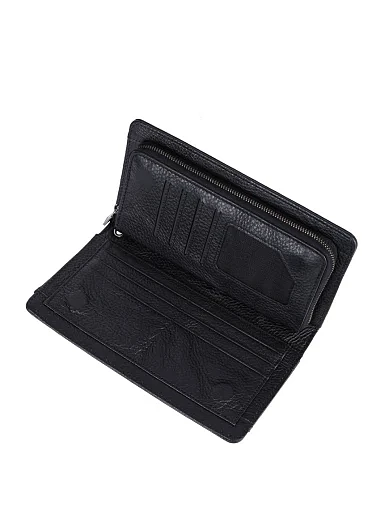 Чоловічий гаманець шкіряний чорний на блискавці (162-Y28) - фото 4 - Miraton