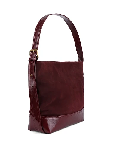 Жіноча сумка хобо MIRATON замшева бордова - фото 3 - Miraton
