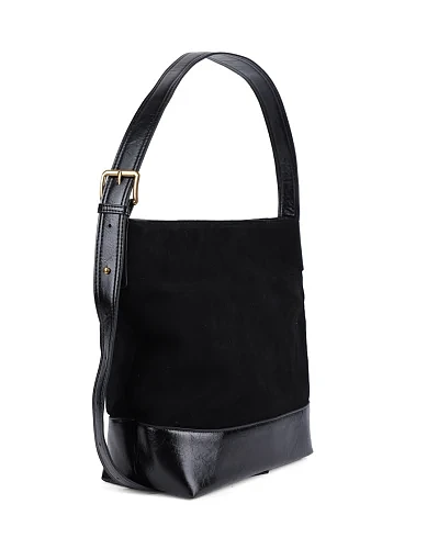 Жіноча сумка хобо MIRATON замшева чорна - фото 2 - Miraton