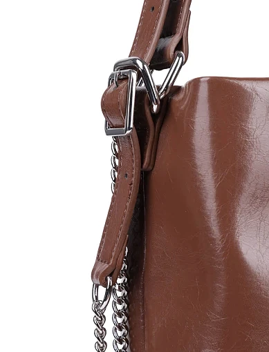 Женская сумка через плечо MIRATON кожаная коричневая - фото 4 - Miraton
