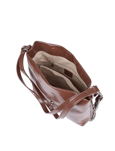 Женская сумка через плечо MIRATON кожаная коричневая - фото 5 - Miraton