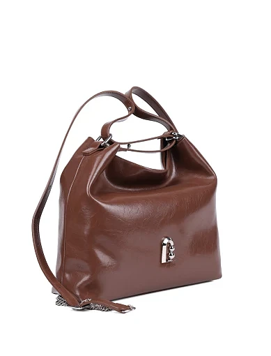 Женская сумка через плечо MIRATON кожаная коричневая - фото 6 - Miraton