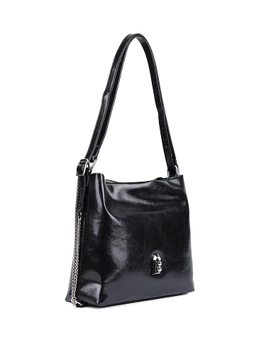 Женская сумка через плечо MIRATON кожаная черная - фото 2 - Miraton