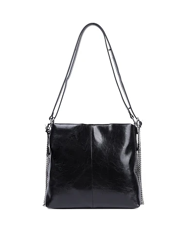 Женская сумка через плечо MIRATON кожаная черная - фото 3 - Miraton