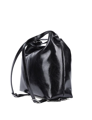 Женская сумка через плечо MIRATON кожаная черная - фото 5 - Miraton