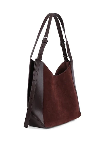 Жіноча сумка хобо MIRATON замшева коричнева - фото 3 - Miraton