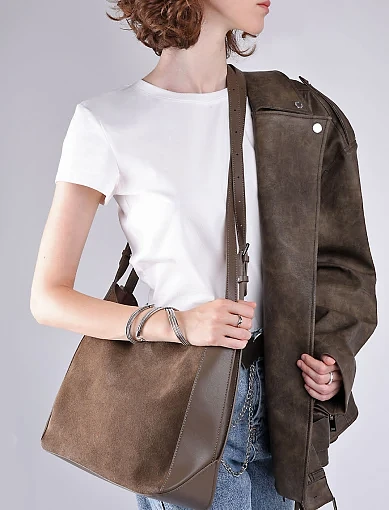 Жіноча сумка хобо MIRATON замшева зелена - фото 2 - Miraton