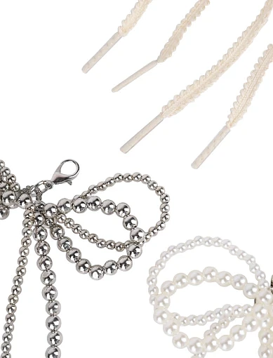 Набор украшений для обуви шнурки-ленты, подвески из бусин и жемчуга - фото 2 - Miraton