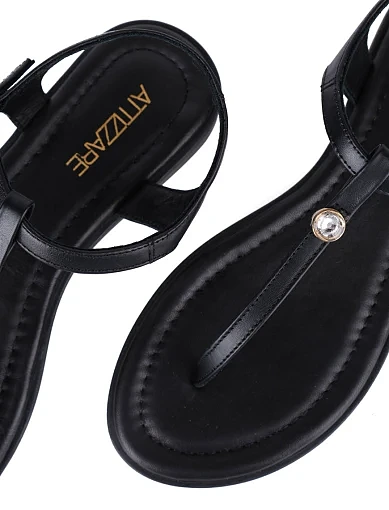 Жіночі сандалі Attizzare шкіряні чорні - фото 5 - Miraton
