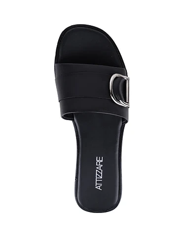 Жіночі шльопанці Attizzare шкіряні чорні - фото 3 - Miraton