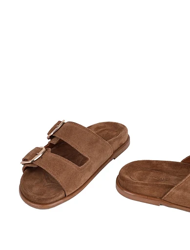 Жіночі шльопанці Attizzare велюрові коричневі - фото 2 - Miraton