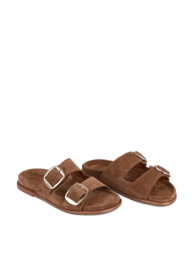 Жіночі шльопанці Attizzare велюрові коричневі - фото 3 - Miraton