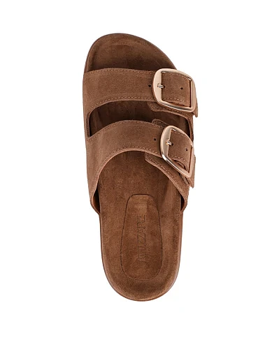 Жіночі шльопанці Attizzare велюрові коричневі - фото 5 - Miraton