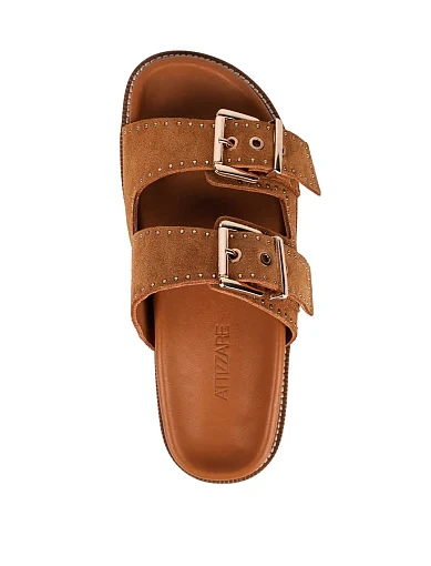 Жіночі шльопанці Attizzare велюрові коричневі - фото 5 - Miraton