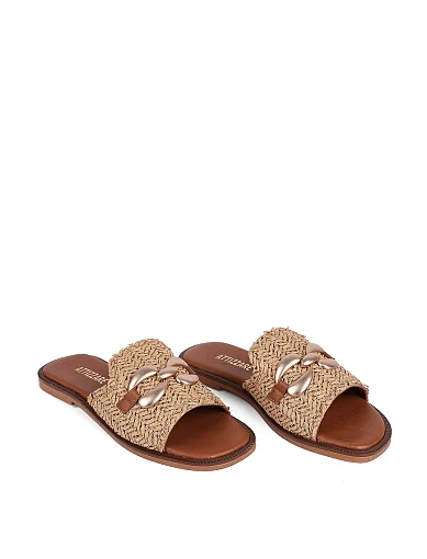 Жіночі шльопанці Attizzare шкіряні бежеві - фото 3 - Miraton