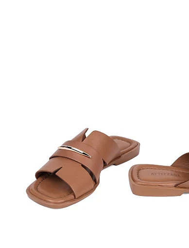 Жіночі шльопанці Attizzare шкіряні коричневі - фото 2 - Miraton