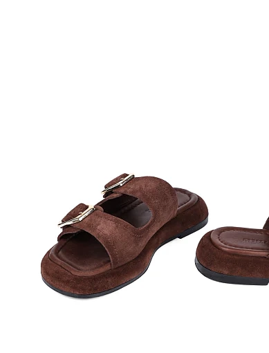 Жіночі шльопанці Attizzare велюрові коричневі - фото 2 - Miraton