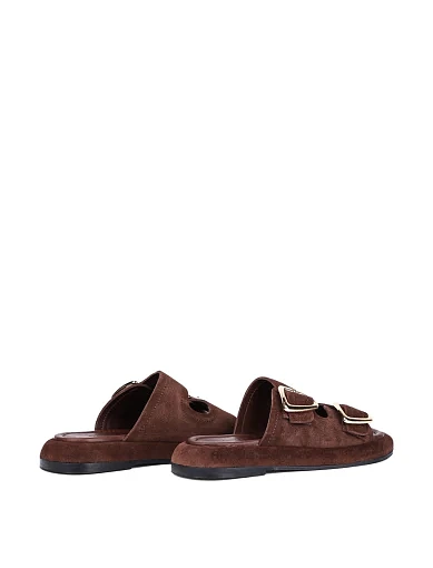 Жіночі шльопанці Attizzare велюрові коричневі - фото 4 - Miraton