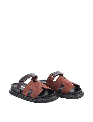 Жіночі шльопанці Attizzare шкіряні коричневі - фото 3 - Miraton