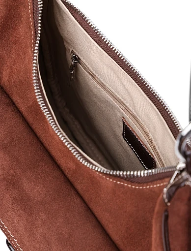 Женская сумка через плечо MIRATON замшевая коричневая - фото 5 - Miraton