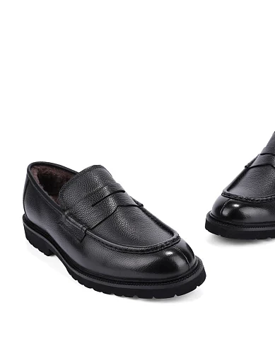 Чоловічі туфлі лофери шкіряні чорні (9368D-103-305AM) - фото 2 - Miraton