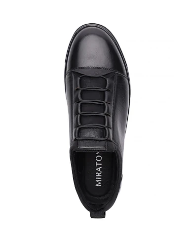 Мужские кеды MIRATON кожаные черные - фото 2 - Miraton