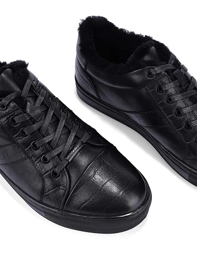 Чоловічі кеди шкіряні чорні (8786A-83-A8M) - фото 5 - Miraton