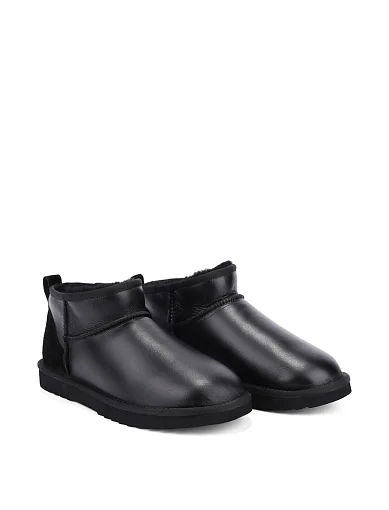 Мужские угги кожаные черные - фото 3 - Miraton