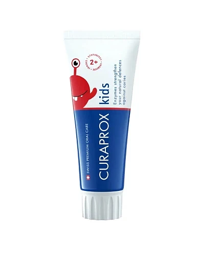Детская зубная паста Curaprox с фтором с 2-х лет, КЛУБНИЧКА, 60мл. фото 1