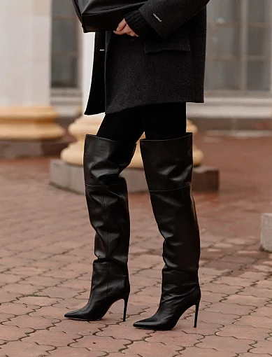 Жіночі ботфорти MiaMay шкіряні чорні - фото 2 - Miraton