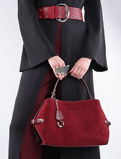 Жіноча сумка хобо MIRATON замшева бордова - фото 2 - Miraton