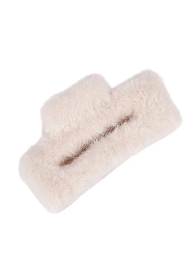 Заколка-краб MIRATON бежева з хутром(ST-8) - фото 2 - Miraton