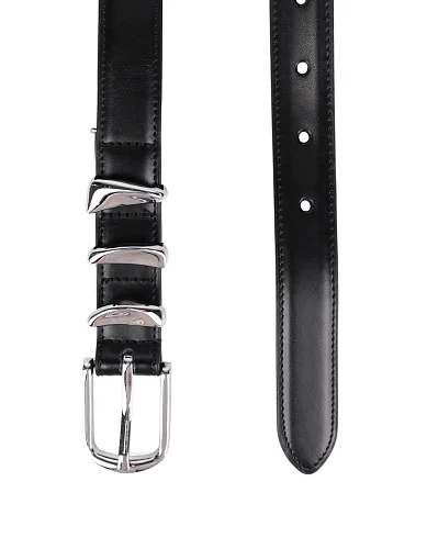 Ремінь шкіряний чорний(PP-1) - фото 2 - Miraton