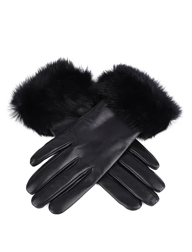 Рукавички шкіряні чорні(2509-1) - фото 2 - Miraton