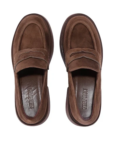 Женские туфли челси MIRATON велюровые коричневые - фото 2 - Miraton