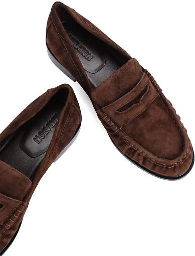 Жіночі туфлі лофери MIRATON велюрові коричневі - фото 2 - Miraton