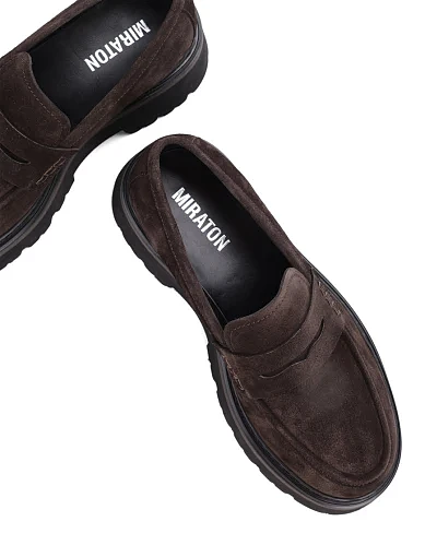 Жіночі туфлі лофери MIRATON велюрові сірі - фото 2 - Miraton