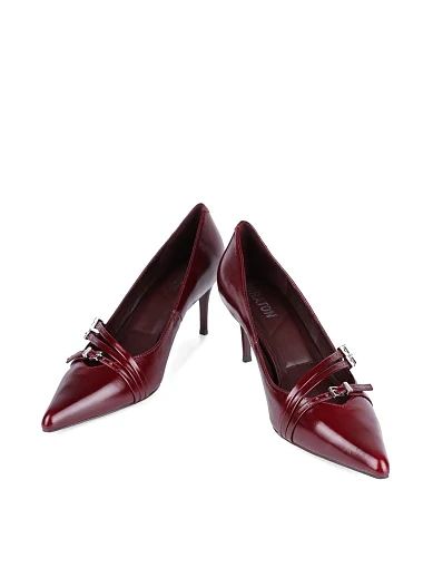 Жіночі туфлі MIRATON з масляної шкіри бордові - фото 2 - Miraton