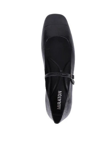 Женские балетки MIRATON кожаные черные - фото 2 - Miraton