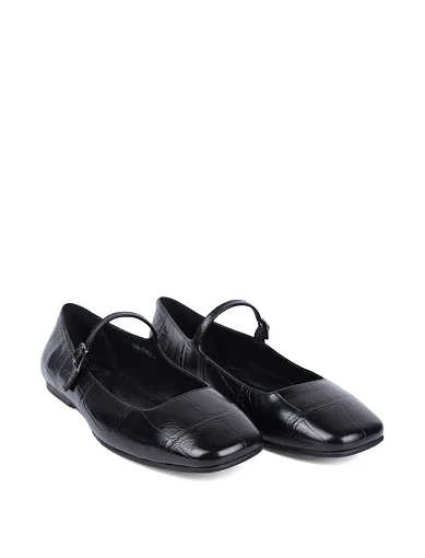 Женские балетки MIRATON кожаные черные - фото 3 - Miraton