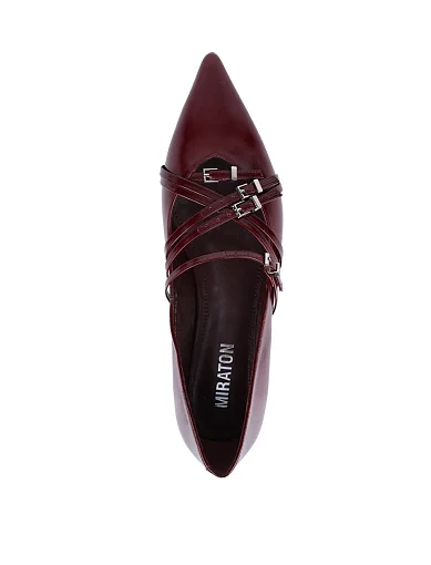 Жіночі балетки MIRATON з масляної шкіри бордові - фото 2 - Miraton