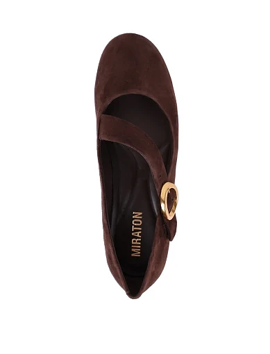 Жіночі балетки MIRATON велюрові коричневі - фото 2 - Miraton