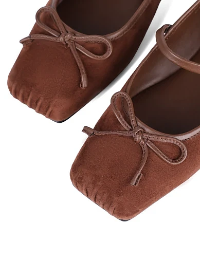 Жіночі балетки MIRATON велюрові коричневі - фото 5 - Miraton