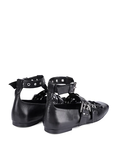 Жіночі балетки MIRATON шкіряні чорні - фото 4 - Miraton