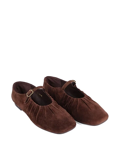 Жіночі балетки MIRATON велюрові коричневі - фото 3 - Miraton