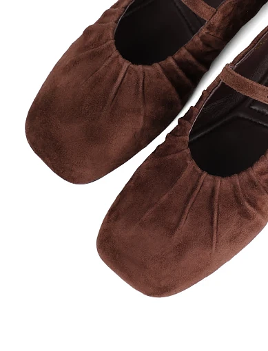 Жіночі балетки MIRATON велюрові коричневі - фото 5 - Miraton