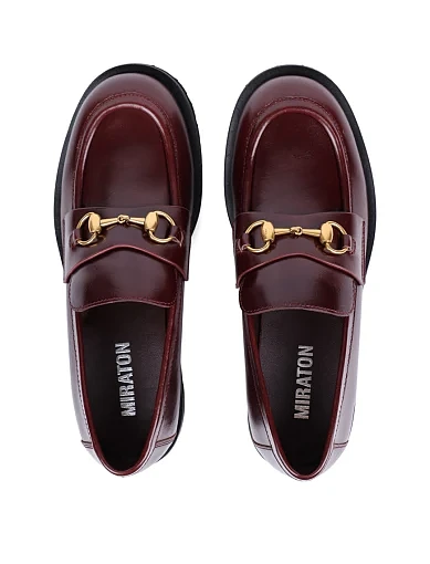 Жіночі туфлі MIRATON з масляної шкіри бордові - фото 2 - Miraton